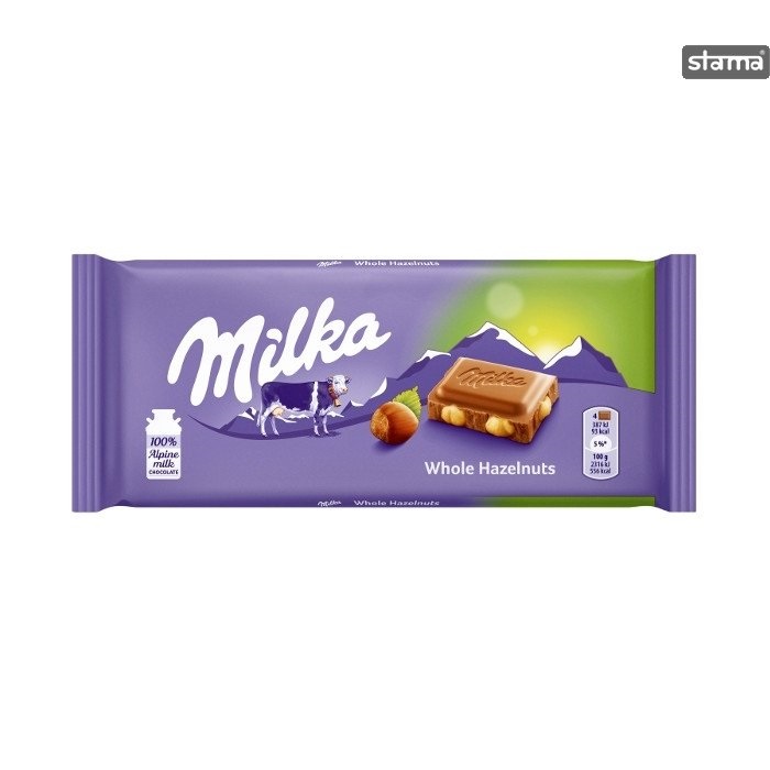 CHOCOLATE MILKA WHOLE HAZELNUTS 100GR