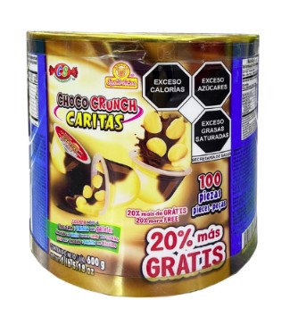CHOCO CRUNCH CARITAS CHOCOLATE Y GALLETAS 100 PIEZAS