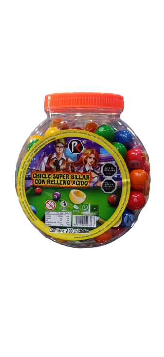 CHICLE SUPER BILLAR CON RELLENO ACIDO 130UND