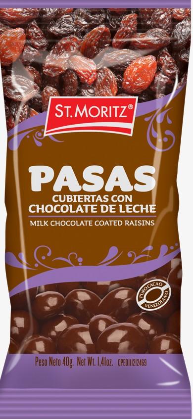 PASAS CUBIERTAS DE CHOCOLATE 12UND 40GR