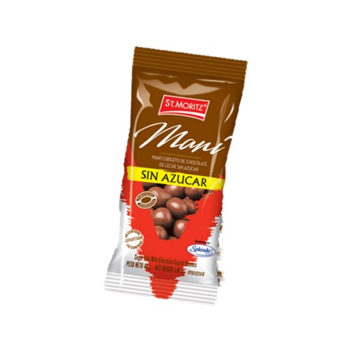 MANI CUBIERTO CON CHOCOLATE DE LECHE SIN AZUCAR 12UND 40GR