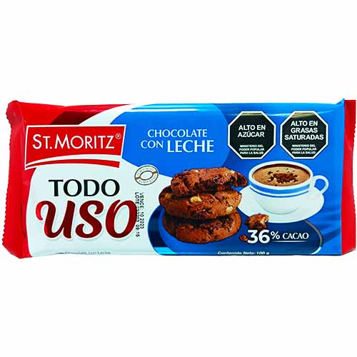 CHOCOLATE CON LECHE TODO USO ST. MORITZ 36% CACAO 6UND
