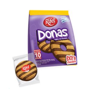 DONAS GALLETA CON CHOCOLATE 10 EMPAQUES INDIVIDUALES