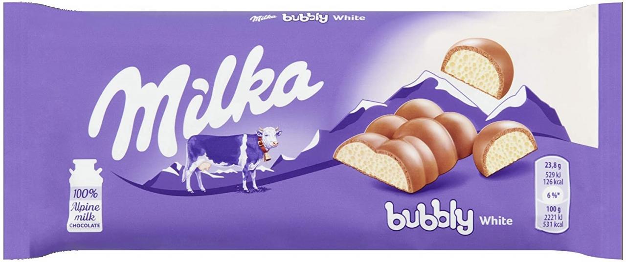 CHOCOLATE MILKA BUBBLY WHITE 95GR