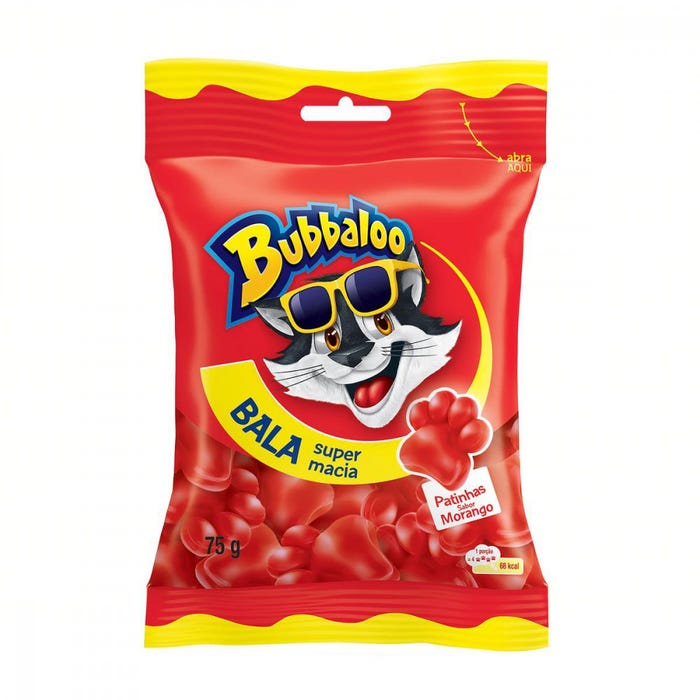 GOMITAS BUBBALOO PATITAS FRESA 75G