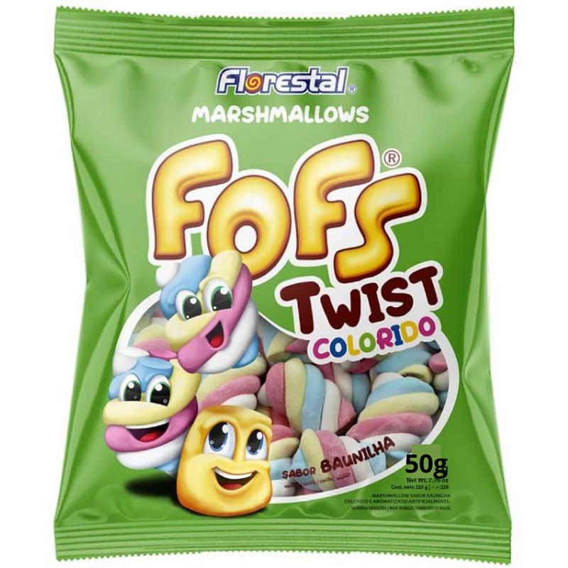 MARSHMALLOWS FOFS TWIST COLORIDO SABOR VAINILLA 50GR