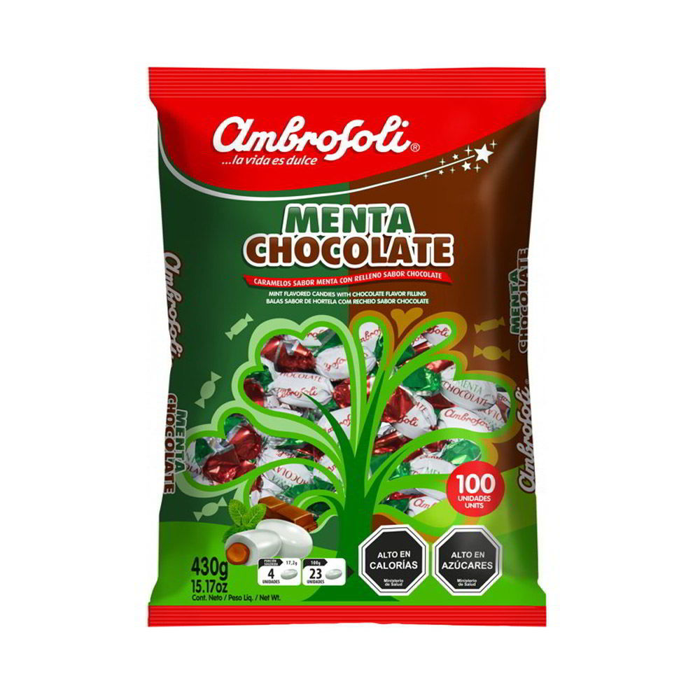 CARAMELO MENTA CHOCOLATE AMBROSOLI 100UND