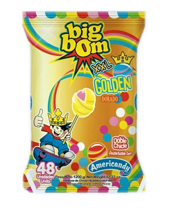 CHUPETA BIG BOM XXL GOLDEN DORADO 48UND