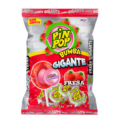 CHUPETA PIN POP BUMBA FRESA GIGANTE 24UND