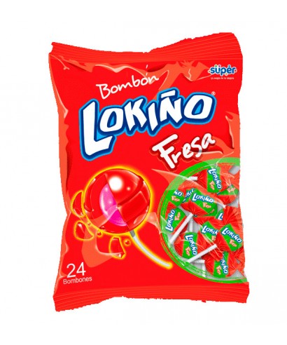 CHUPETA LOKIÑO FRESA 24UND