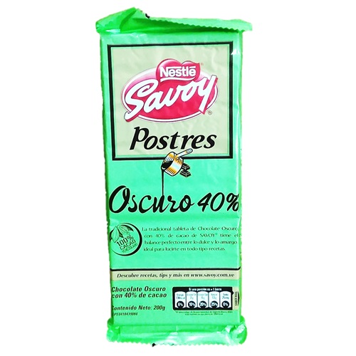 CHOCOLATE SAVOY POSTRE OSCURO 40% NESTLE 4UND
