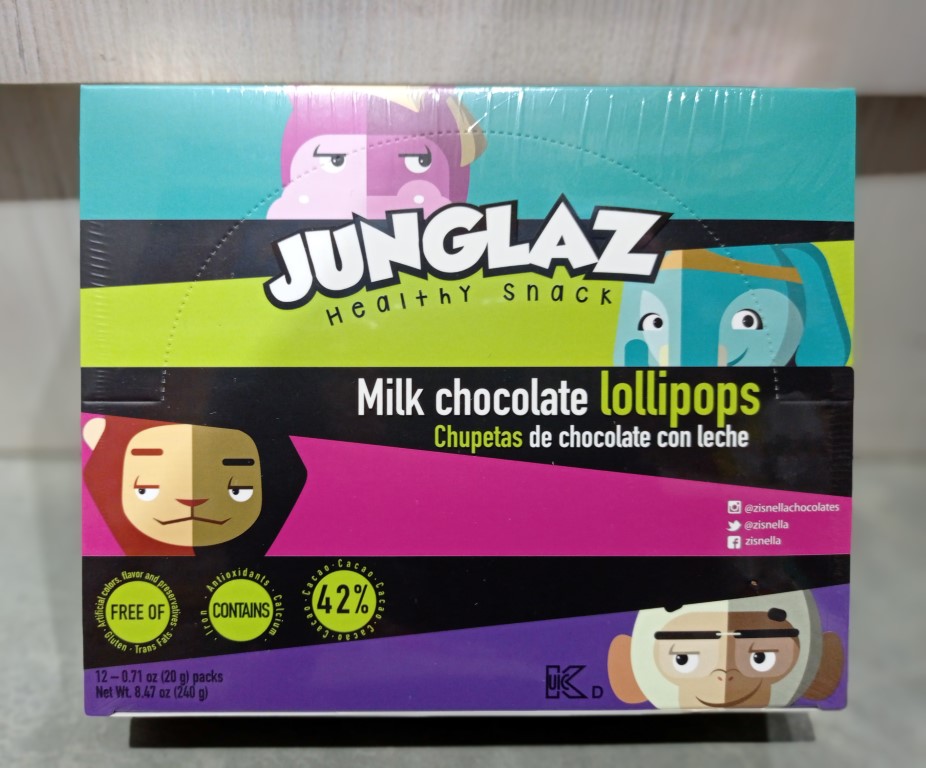 JUNGLAZ MILK CHOCOLATE 12UNID 20GR